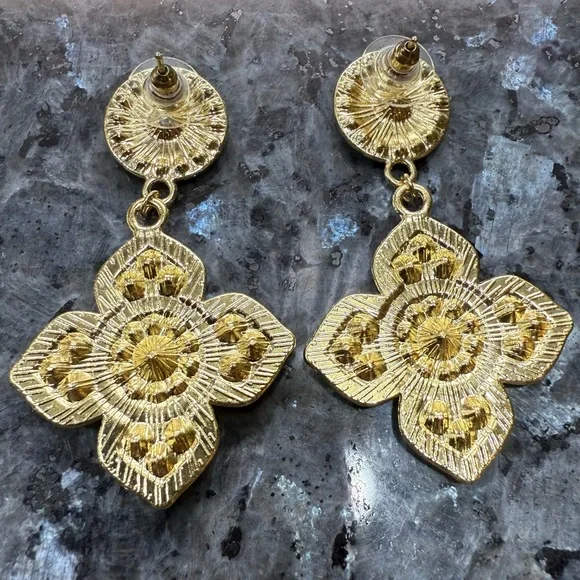 2/$25 or 3/$35 NWOT Fully rhinestoned colorful floral drop earrings - Picture 8 of 8